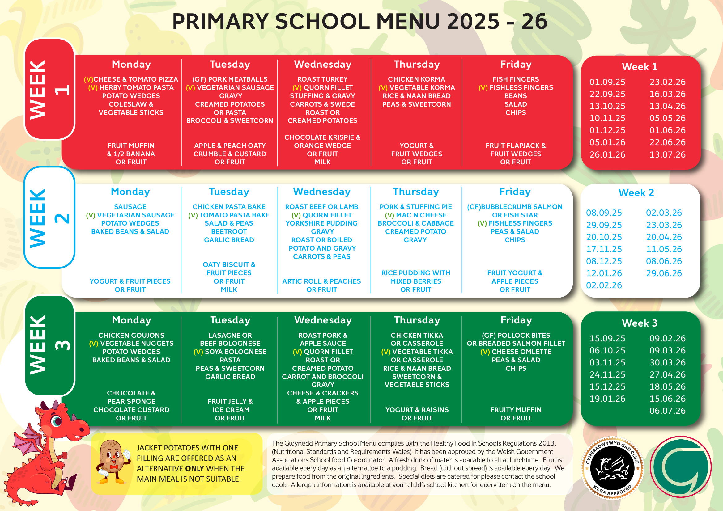 Primary School Menu 2025-26